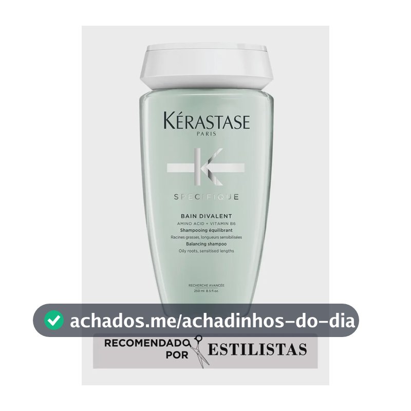 Kérastase Spécifique Bain Divalent Shampoo Antioleosidad, Cabelo Oleoso, com Aminoácidos, Vitamina B6 e Mentol, Reduz Odores, Nutre desde a Raiz, 250 ml