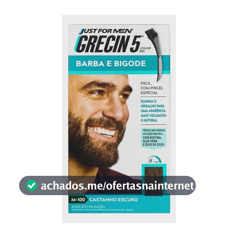 Tintura em Gel Grecin Barba e Bigode Castanho Escuro 28g