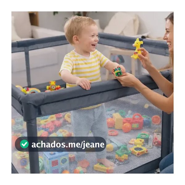 Cercadinho Grande 200x150 Proteção Para Bebês Cinza