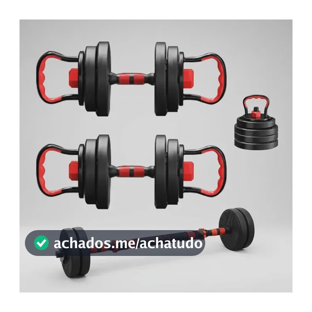 Kit Halteres 6 Em 1 Peso Musculação 15kg Ajustável Halter Preto-vermelho