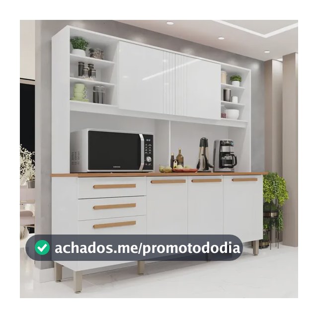 Armário de cozinha 6 portas 2 gavetas Adelle Yescasa jawt branco neve