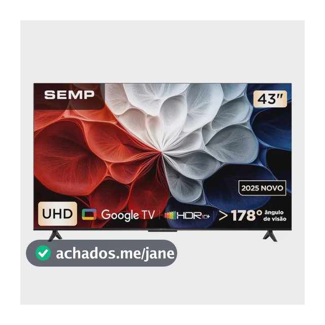 Smart Tv Semp 43 Polegadas Led Hva 4k S62 Wifi Bluetooth Google Tv 3 Hdmi Hdr10+ Dolby Audio 43s62