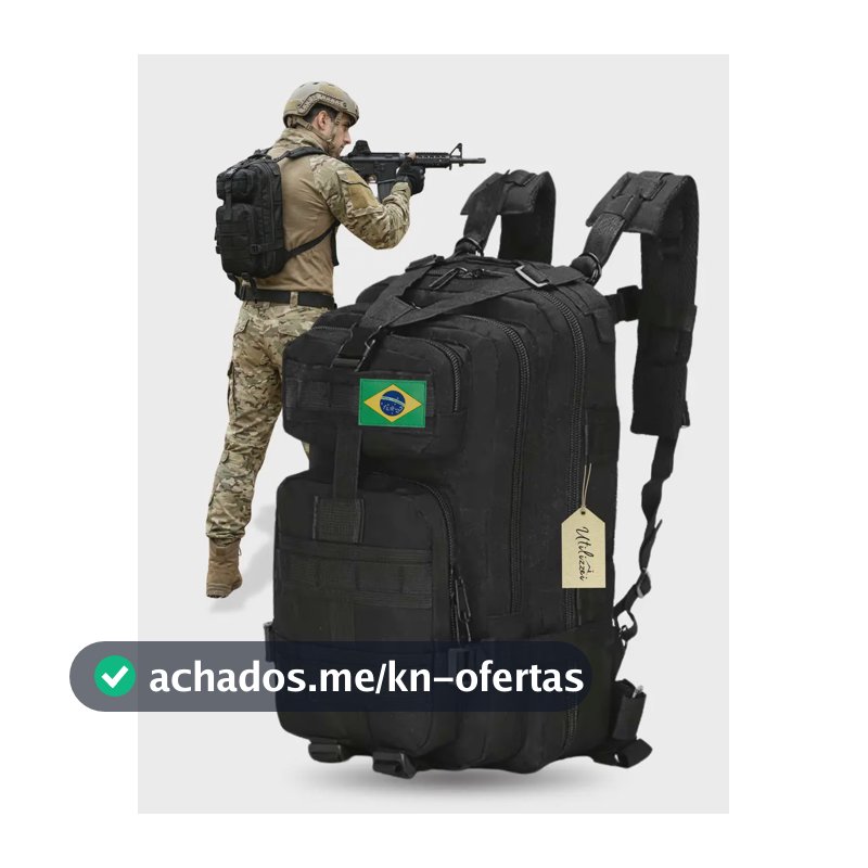 Mochila Militar Bolsa Tática Resistente 30 Litros Super Reforçada Impermeável Bandeira Brasil Brinde Utilizzei