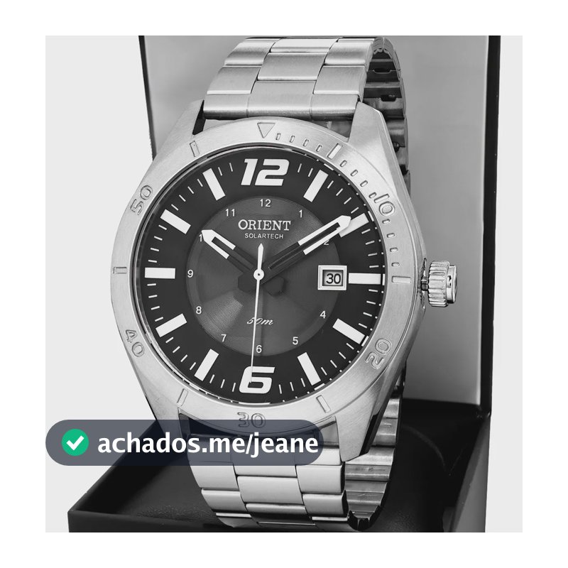 Relógio Orient Solartech Masculino Grafite 50m Aço Caixa Redonda