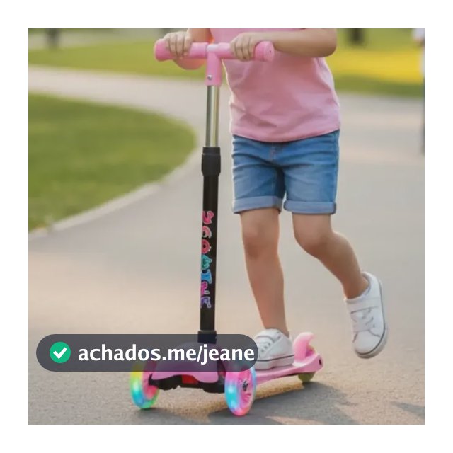 Patinete Infantil Dobrável 3 Rodinhas De Led Ajustável Rosa Coelho
