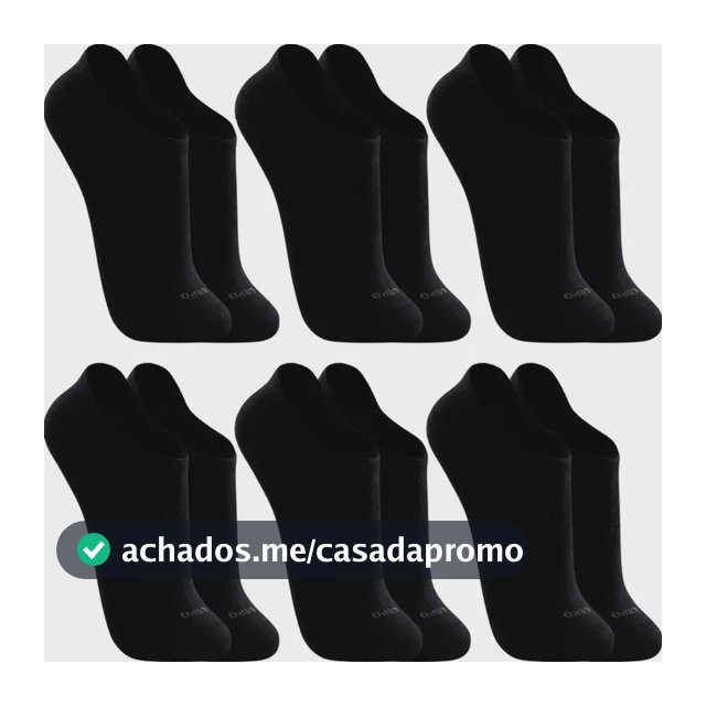 Kit 6 Pares Meias Soquete Invisível Lupo Algodão Unissex
