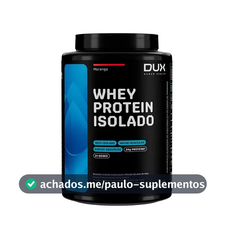 Whey Protein Isolado Dux Nutrition - Pote 900g Sabor Morango