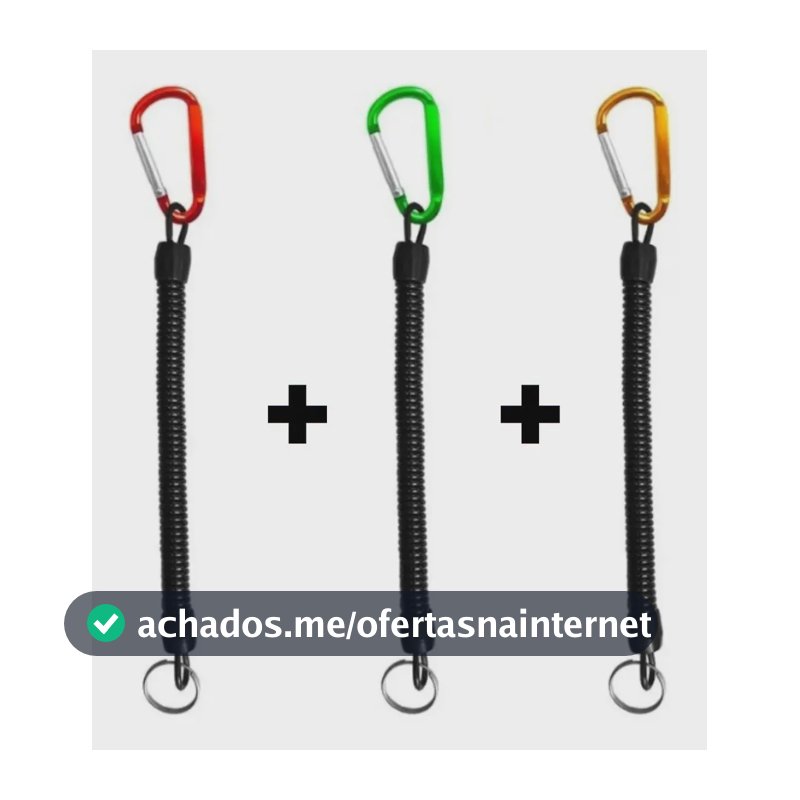 Kit 3 Cordão Segurança Salva Vara Espiral Mosquetão Alumínio