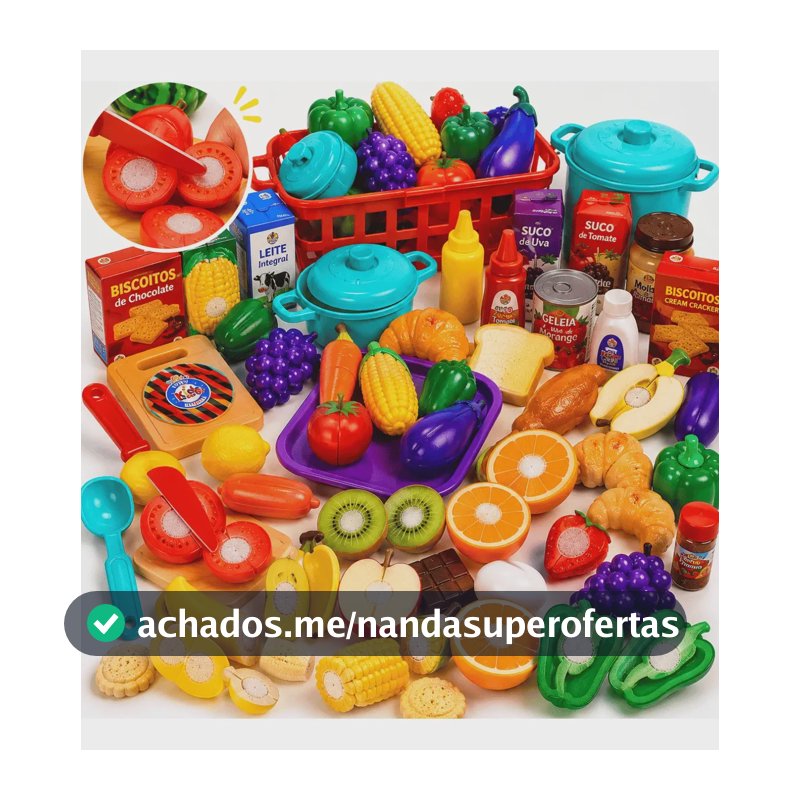 Cestinha Comidinhas Cortar Velcro 31 Pçs Frutas Brinquedo