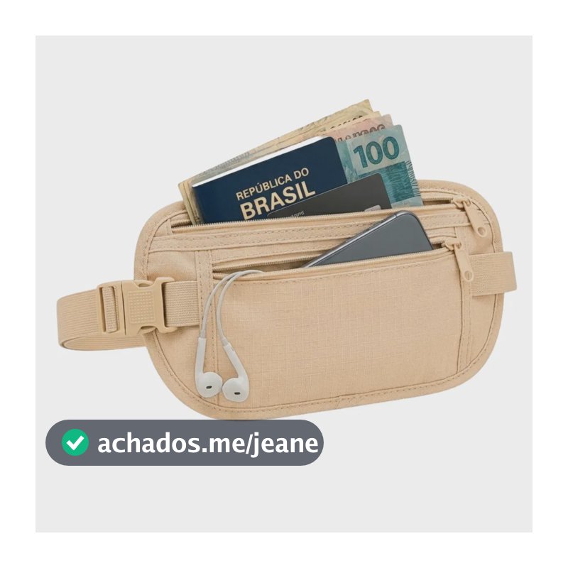 Pochete Doleira Estliny Invisível Antifurto Porta Dinheiro Viagem Porta Celular Cinto Elástico Ajustável