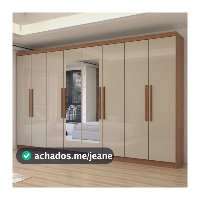 Guarda-roupa Casal Odisseia 8 Portas 4 Gavetas Com Espelho C Bege