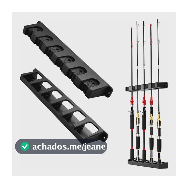 Suporte Vara Para Pesca Expositor De Parede 6 Varas Preto