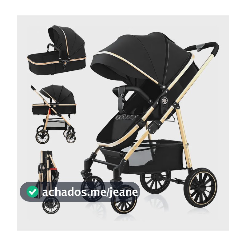 Carrinho Bebê Conforto Reversível Passeio Modo Berço Travel Preto