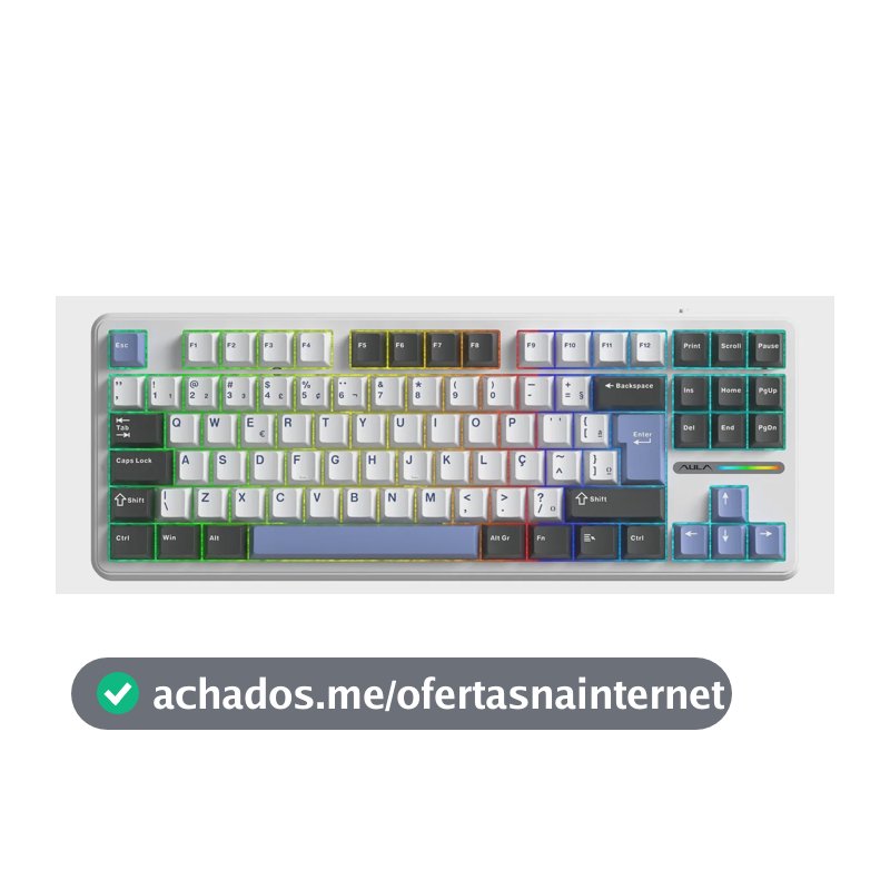 Teclado Mecânico Aula F87 Sem Fio Azul Marinho Hotswap Abnt2 Branco/azul Claro/azul Marinho Português Brasil