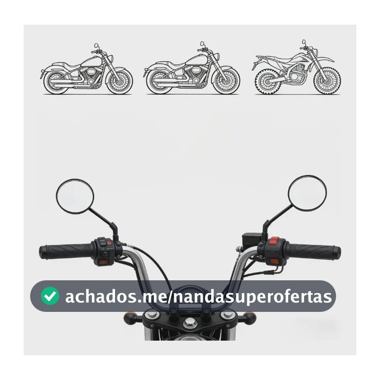 Par 8mm Retrovisor Para Moto Mini Redondo Sport  Preto