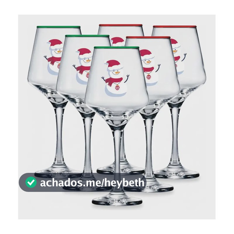 Taça Vinho De Vidro Square Natal 6pcs, 390ml - Ruvolo
