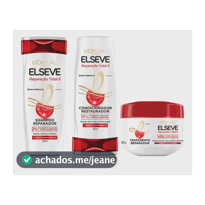 Kit Elseve Reparação Total 5 Shampoo+ Condicionador+ Máscara