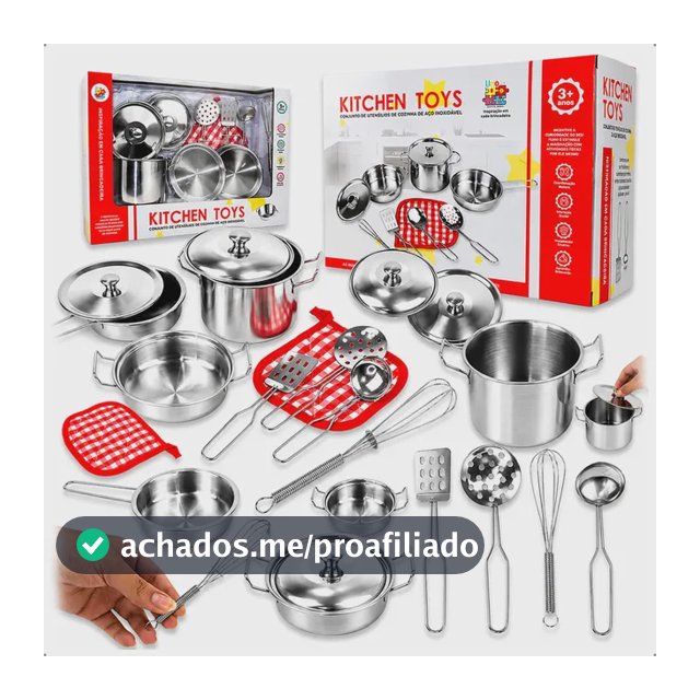 Kit Panelinhas Inox Infantil Cozinha Brinquedo 10 Peças Inox