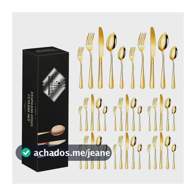 Kit 40 Faqueiro Dourado Talheres Luxo Premium 8 Jogos Em Aço Dourado