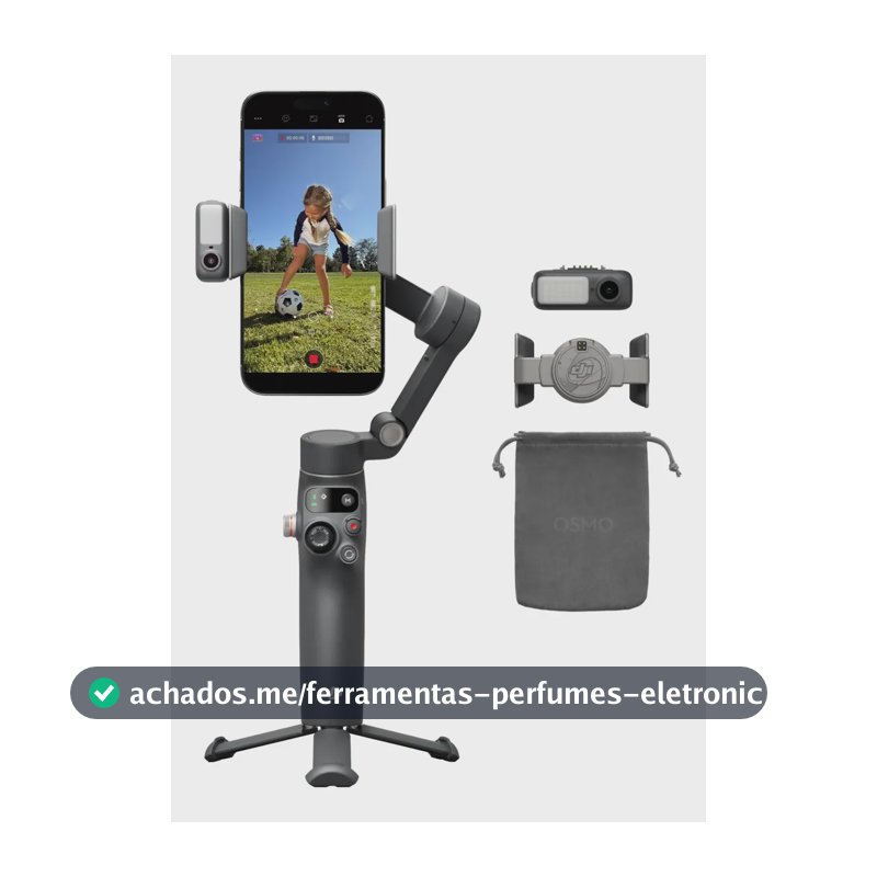 DJI Osmo Mobile 8 Estabilizador para celulares, rastreamento nativo com áudio e iluminação, rotação panorâmica de 360°, bateria com duração de até 10 horas, braço extensível e estabilização - DJI139