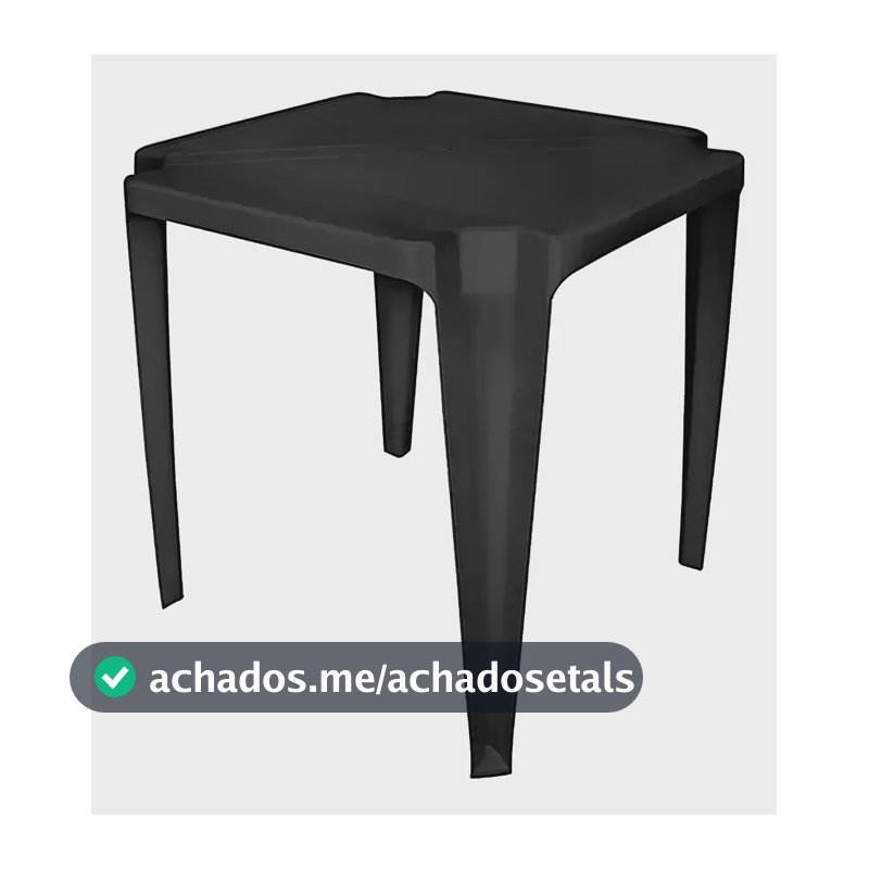 Mesa Plástica Quadrada Empilhável Resistente 70cm Cor Preto