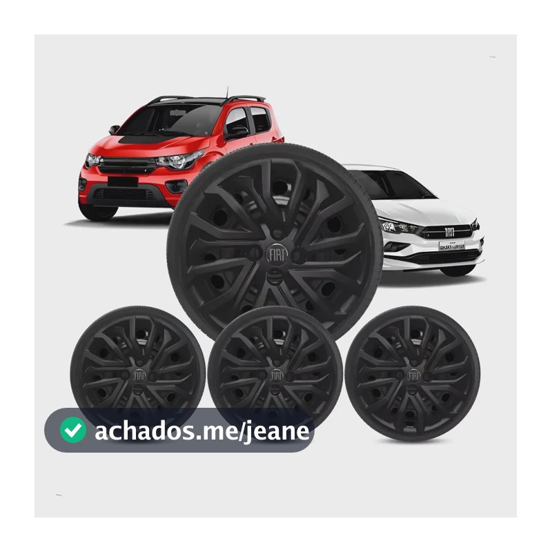 4x Calota Fiat Mobi Argo Cronos Aro 14 Black Piano 295cb Preto Brilhante