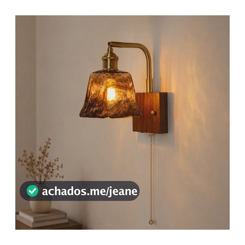 Arandela Retrô Industrial Vidro Âmbar Interruptor E27 Bivolt 127/220v Marrom