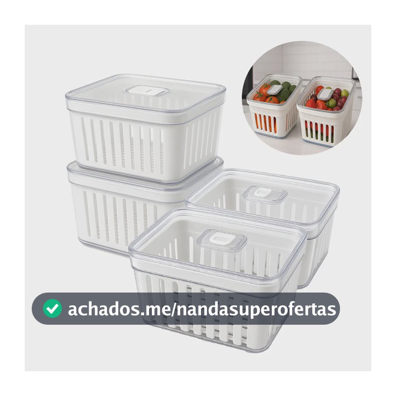 Rebirth Kit 4 Potes Acrílico 3,8l Organizador Geladeira