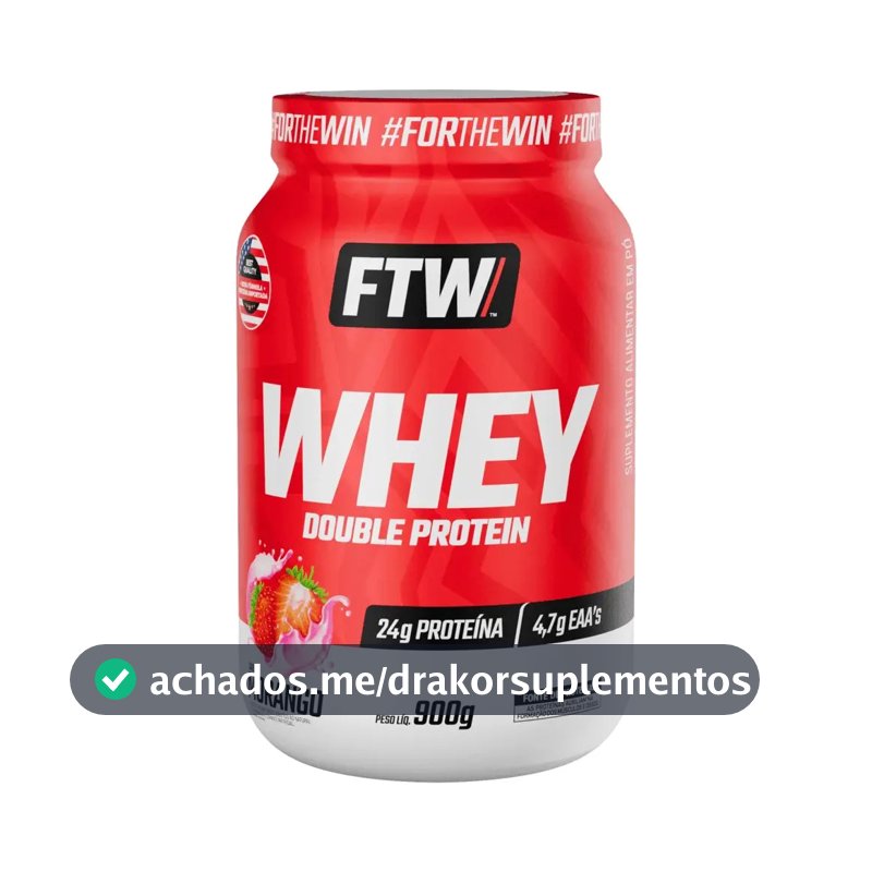 Whey Double Protein 900g Sabor Morango - FTW