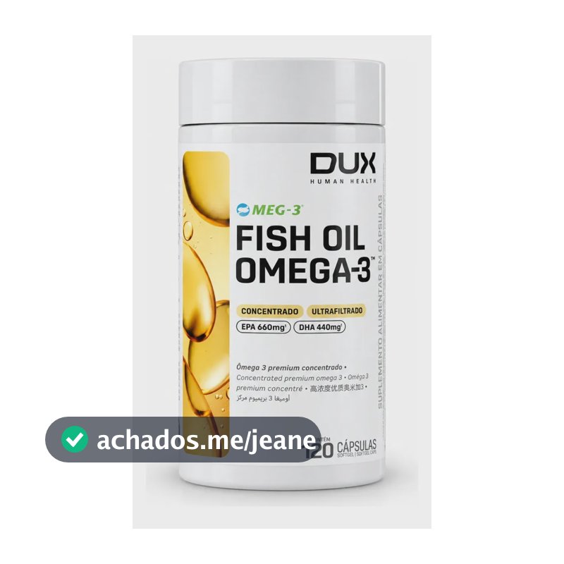 Fish Oil Ômega 3 Dux Human Health 120 Cápsulas Epa Dha Sem Sabor