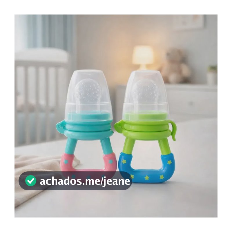 Kit 2 Chupetas Alimentadora Silicone Bebê Porta Frutas Nenem Rosa Kit Com 2un