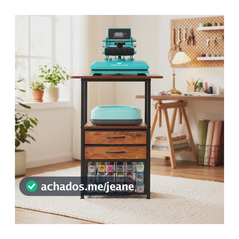 Mesa Suporte Para Prensa Térmica Sublimação Plotter De Recorte Com 2 Gavetas 60x35x80cm Mecolour
