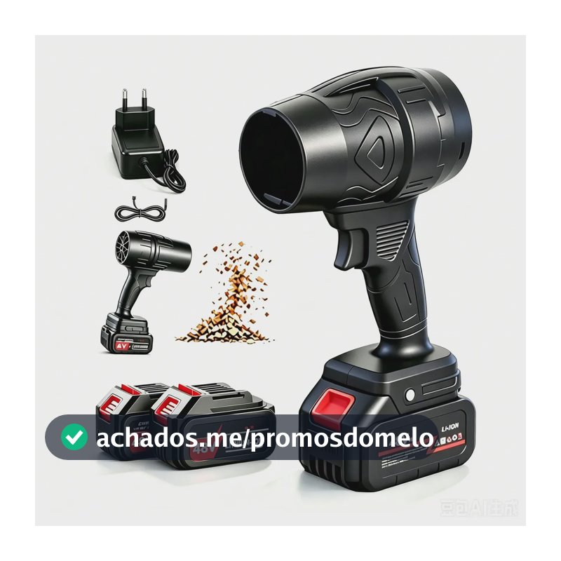 Soprador Turbo Sem Fio Bivolt 48v Portátil Mini De Mão 2 Baterias Lítio Forte Para Limpeza Automotiva E Casa