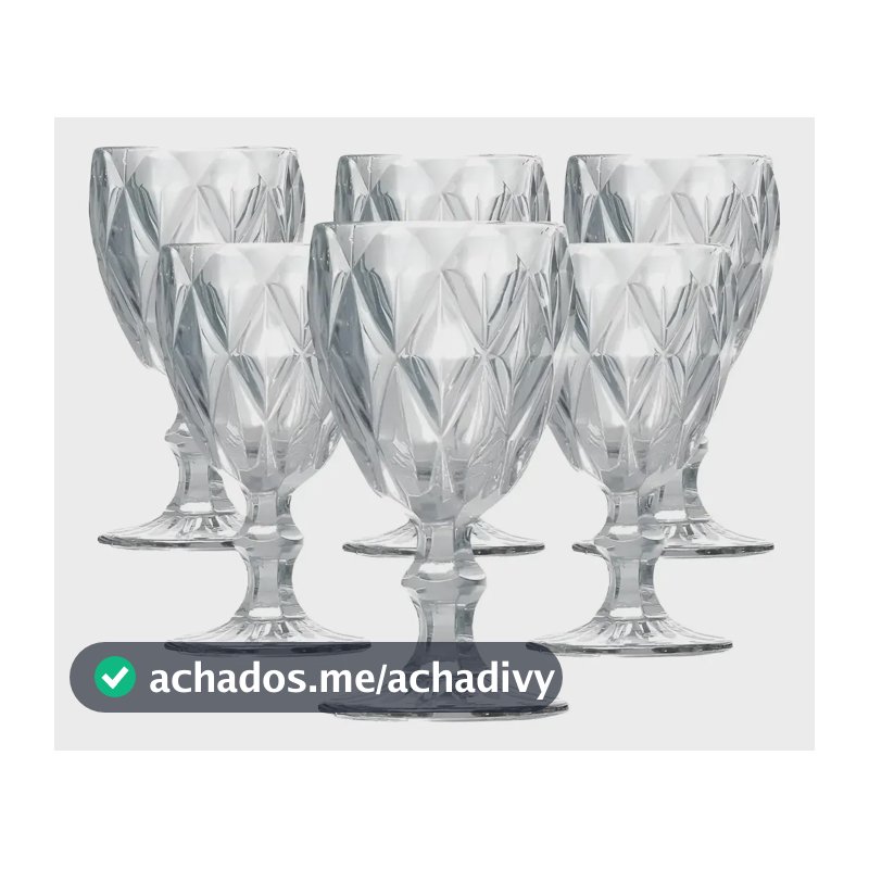 Jogo 6 Taças de Cristal 340ml Diamond Transparente vidro
