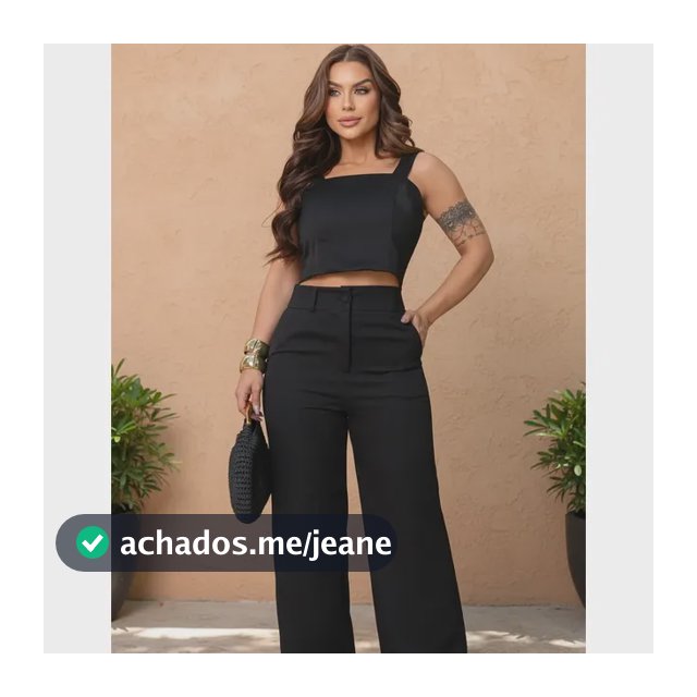 Conjunto Social Feminino Alfaiataria Cropped Calça Wide Leg