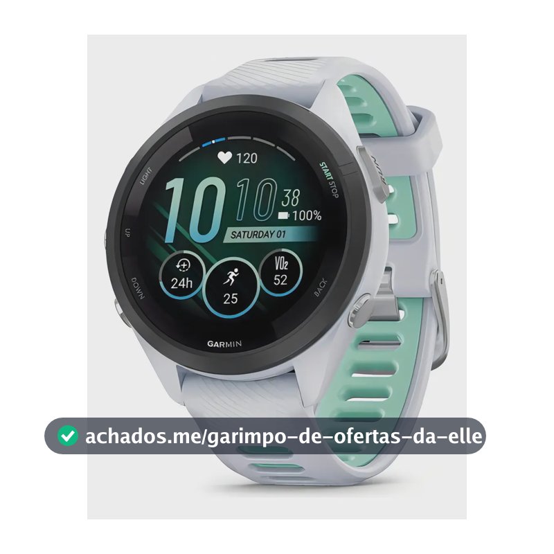Smartwatch Garmin Forerunner 265s Sport Branco, Tela 1.1", Caixa 42mm, Pulseira Silicone, GPS, Bluetooth, NFC