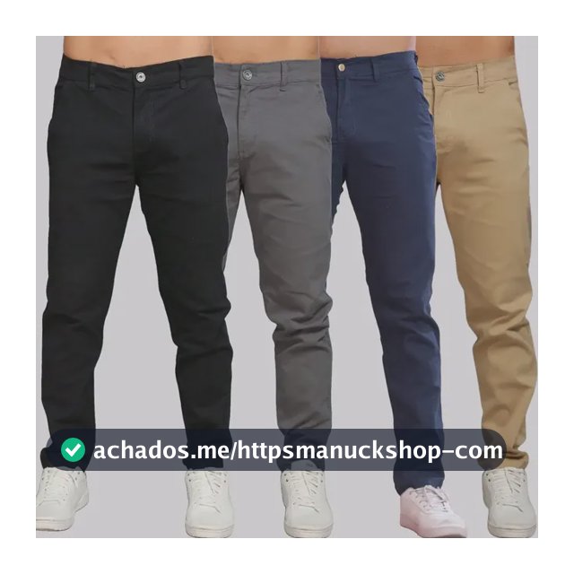 Kit 4 Calça Sarja Masculina Calca Masculino C/lycra Elastano