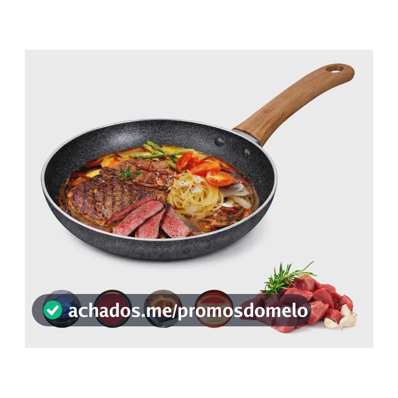 Frigideira Antiaderente 28cm Fogão Fogo Cooktop Gás Preto