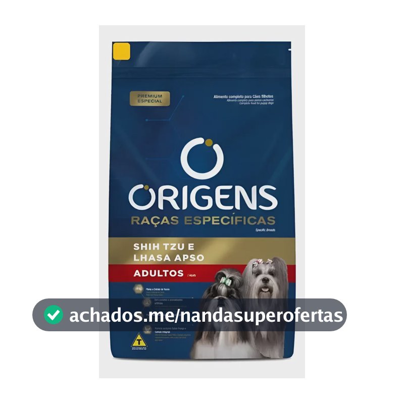 Ração Seca Origens Cão Adulto Shih Tzu Lhasa 3kg Nutrição Completa