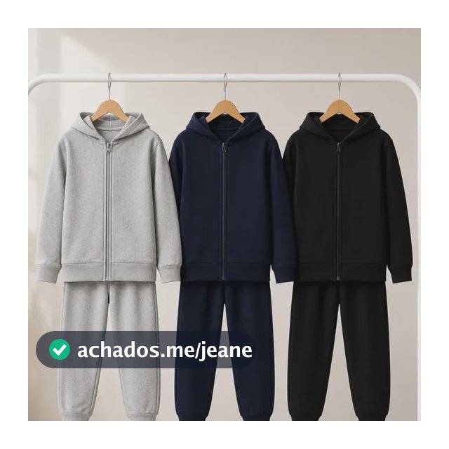 Conjunto Moletom Infantil Menino Peluciado Com Capuz E Zíper