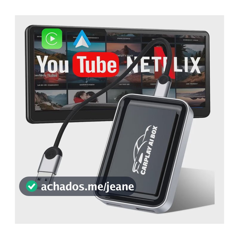 Reprodutor de vídeo Ai Box Wireless Car Play para streaming de Netflix/YouTube/TikTok para visualização de carro Suporte de vídeo 4K de banda dupla Wi-Fi para Carplay de fábrica e Android Auto