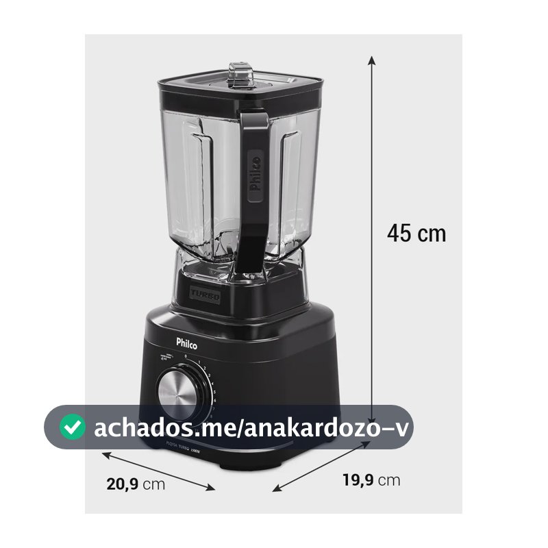 Liquidificador Philco 1500W 3,1L 12 Velocidades com 6 Lâminas PLQ15A
