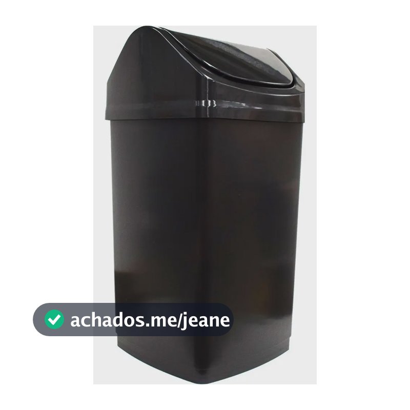 Lixeira Plastica 50 Litros Tampa Basculante Vai Vem Preta