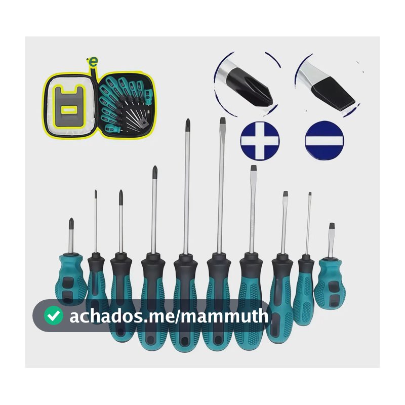 Kit Jogo Chave Fenda E Philips Imantado Profissional 10 Pçs