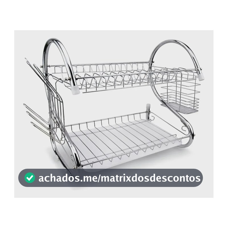 Vittak Escorredor Duplo De Louça Para 14 Pratos Talheres Com Bandeja Inox Cozinha Prateado