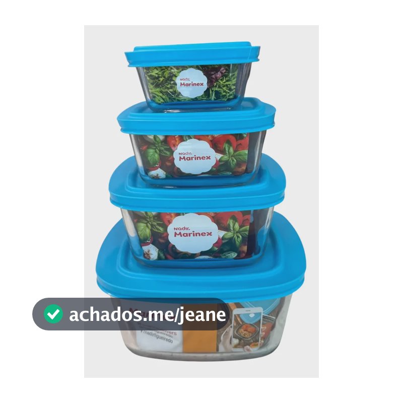 Kit 4 Potes Marinex Facilita 2l, 1l, 500ml, 300ml Vidr Azul-turquesa