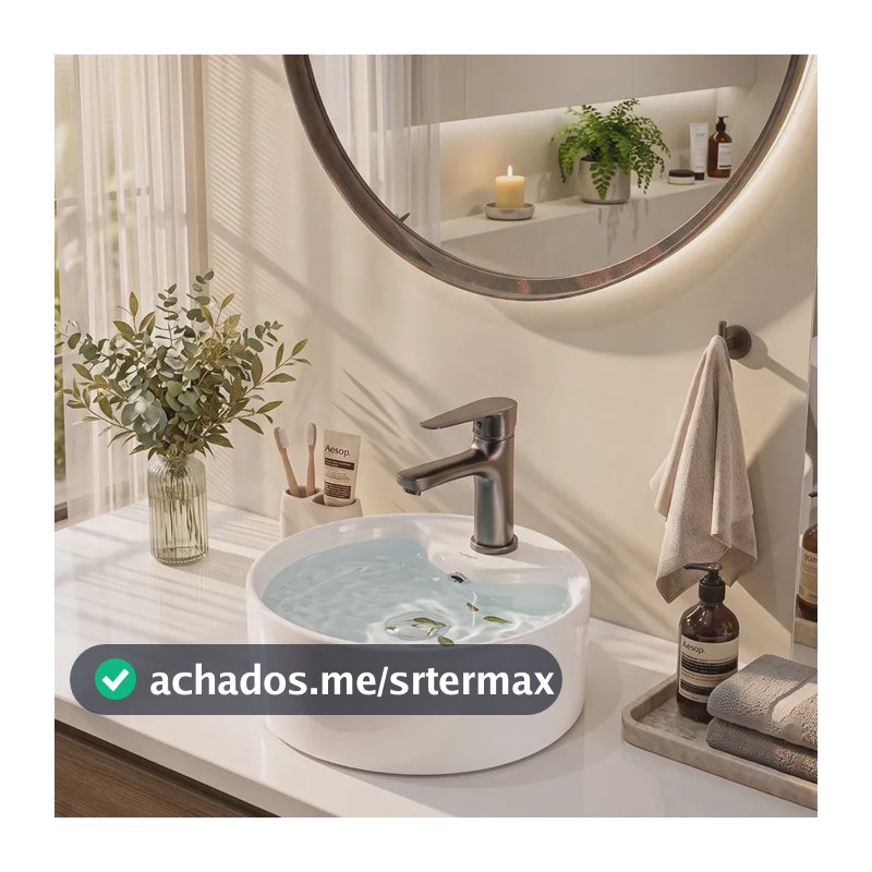 Cuba de Apoio Redonda Winda 30cm Cerâmica Branca Premium Hidrófuga Fácil Limpeza com Furo para Torneira Banheiro Lavabo