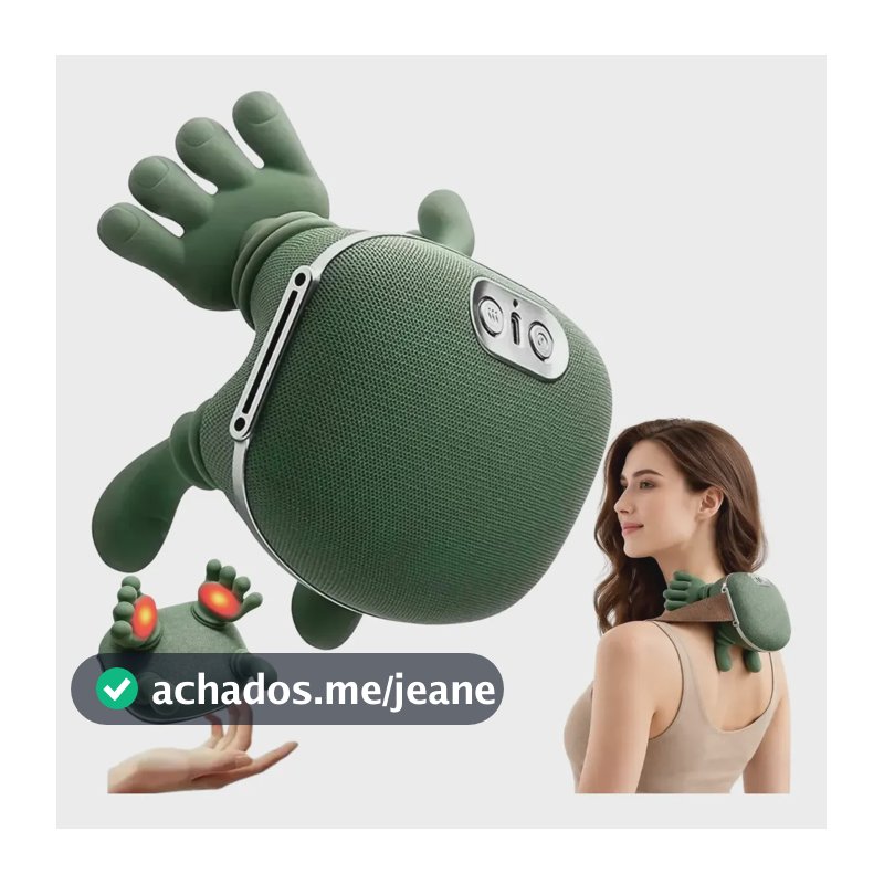 Massageador Térmico Inteligente Para Pescoço Ombro Lombar Portátil Recarregável Via Usb Massagem Com Movimentos De Mãos Humanas Design Ergonômico Verde - Multicontrol