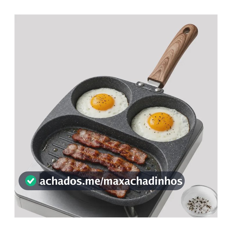 Frigideira Multiuso 3 Divisórias Antiaderente Para Fritar Ovos, Hambúrgueres, Bacon, Frangos, Linguiças