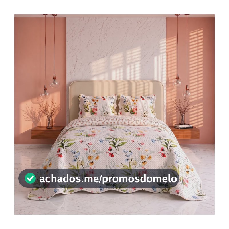 Colcha Cobre Leito Floral Leve Verão Dupla Face Kit 3 Peças Azaléia